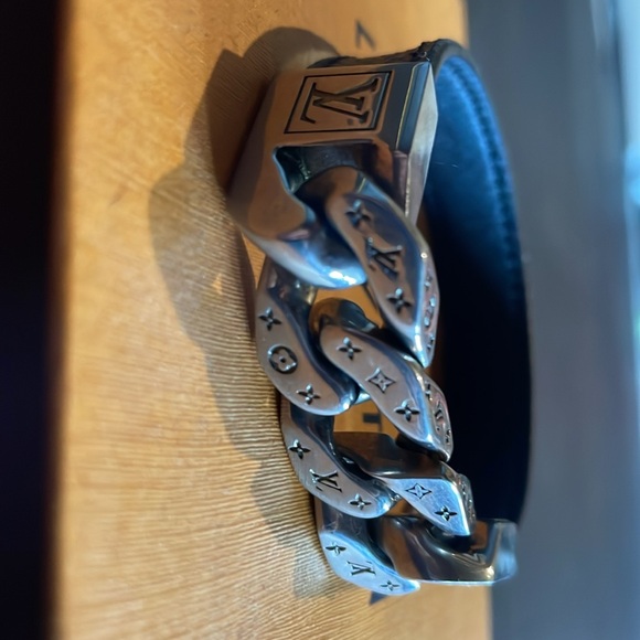 Louis Vuitton Chain & Leather Bracelet - Picture 2 of 5